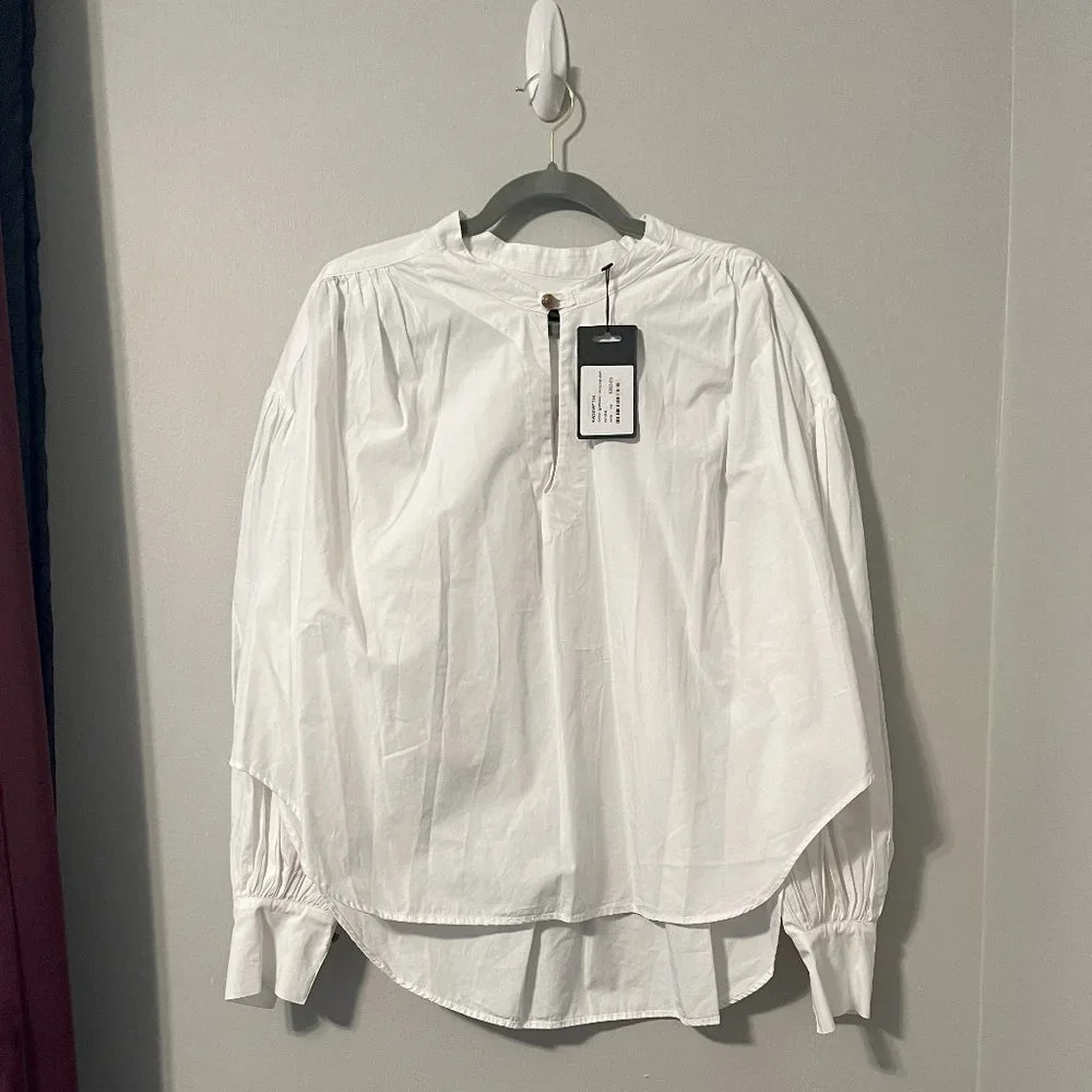 NWT Bassike Oversized White 100% Cotton Blouse with Stone Buttons Size M… - Picture 3 of 8